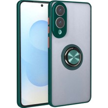 TKÇ Samsung Galaxy S25 Edge Kılıf Montreal Yüzüklü Silikon Kapak - Yeşil