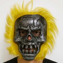 Bazarhane Wild Skull - Metalik Renk Kafatası Sarı Saçlı Iskelet Maske