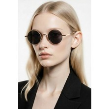 Macerati Unisex Gold Metal Yuvarlak Çerçeve UV400 Güneş Gözlüğü