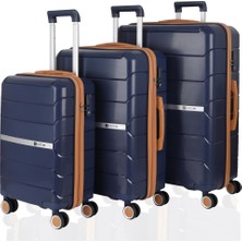 Mçs Unisex Polipropilen Lüx ve Hafif 4 Çift Tekerli 360C° Dönebilir Kırılmaz Valiz (Kabin-Orta-Büyük)