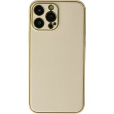 TKÇ  Iphone 13 Pro Kılıf Coco Deri Silikon Kapak - Gold