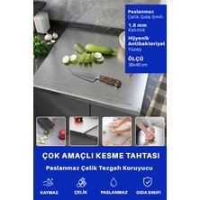 PremiumPort Çelik Tezgah Koruyucu, Çok Amaçlı Kesme ve Hamur Açma Matı