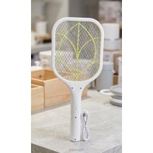 Abnturk Beyaz Şarjlı Elektrikli Sinek Raketi, Ultraviyole Işıklı Sinek Kovucu