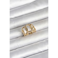 Karahanbey Çelik Gold Renk Samanyolu Model Kadın Yüzük -