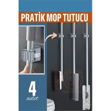 Northcity Vantuzlu Mop & Süpürge Tutucu 4’lü Set – Deliksiz Duvar Düzenleyici