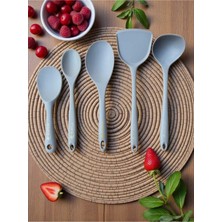 PremiumPort 5 Parça Silikon Kepçe ve Spatula Seti, Dayanıklı ve Esnek Mutfak Araçları