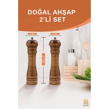 PremiumPort Ahşap Baharat ve Tuz Öğütücü Seti, 21 Cm, Kahverengi, 2'li