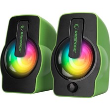 Toyigoo Yeşil - Rgb Işıklı 1+1 Hoparlör Speakaer Set USB Kablo 2.0 Multimedya - 6W (4887) TYGRS-GO346