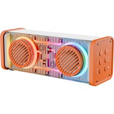 Toyigoo Turuncu-Beyaz Kablosuz Hoparlör - Speaker Taşınabilir Mp3 Işıklı USB Şarjlı Bt - Aux - Tes 10