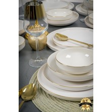 PremiumPort Şık 24 Parça Porselen Yemek Takımı, 6 Kişilik Rüya Altın Yaldız