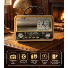 KBroad KTF-2017 Nostaljik Radyo Bluetooth USB Sd Kart Destekli Retro Tasarım Müzik Çalar