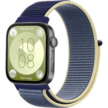 Magicool Huawei Fit 4 Hasırlı Cırtcırtlı Kordon - Sarı-Lacivert