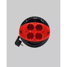 Midas Toptan Home Kırmızı Renk 5 Metre 4’lü Kablolu Priz Makarası