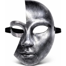 Bazarhane Antik Efektli Gümüş Yarım Yüz Parti Maskesi