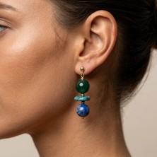 THEIA GemWorks Rasa - Azurit, Yeşil Akik ve Hematit Taşlı El Yapımı Küpe