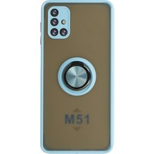 Magicool Samsung Galaxy M51 Kılıf Montreal Yüzüklü Silikon Kapak - Buz Mavi