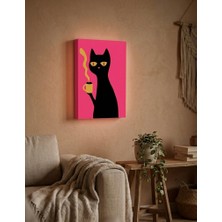 Dekor Atölye Kedi Duvar Dekoru 17X12 cm – Minimal Modern Dekoratif Tablo, Salon, Mutfak ve Genç Odası Için