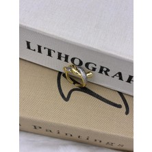 Hedef Bijuteri Gold Renk Zirkon Taşlı Sarmal Model Özel Seri Ayarlanabilir Pirinç Yüzük T3