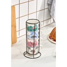PremiumPort Şık 4'lü Standlı Çay Fincanı Seti, 4X160 Ml, Modern ve Kullanışlı Tasarım