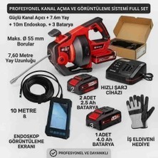 Einhell Akülü Kanal Açma Makinesi + 10 Metre Endoskop Kamera + 3 Batarya (2X2.5AH + 1X4.0AH) Profesyonel Set – Hediyeli Eldiven