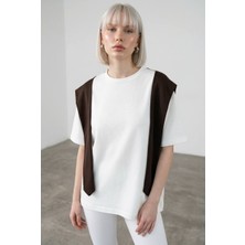 Mersi Kadın Basic Oversize Bisiklet Yaka Kısa Kollu Tişört