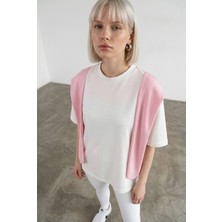 Mersi Kadın Basic Oversize Bisiklet Yaka Kısa Kollu Tişört