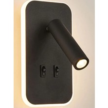 Flora Yapı Tuvalu Siyah LED Duvar Apliği | 13W | 3200K Gün Işığı | Çift Anahtarlı – Çift Kademe Yanma | 930 Lümen | 220V | Yatak Başı