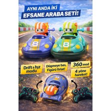 Ziventa Uzaktan Kumandalı Çarpışan Drift Araba 2’li Set Figür Fırlatma 360° Dönüş, Işıklı & Müzikli Oyuncak