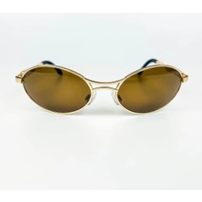 Old Space Vintage Vintage Güneş Gözlüğü – 90'lar Retro – Gold Metal Çerçeve, Kahverengi Cam