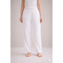 %100 Pamuk Vual Pantolon Astarı Terletmez Beli Lastikli Ekru Içlik Jupon Rahat Kesim Kadın Astar