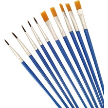 Sanathobi Düz ve Yuvarlak Fırça Seti, Akrilik, Sulu Boya, Yağlı Boya, Dıy Çizim, Seramik, Resim Fırça-10'lu Set