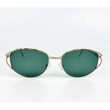 Old Space Vintage Vintage Güneş Gözlüğü – 1980’LER Retro Gold Desenli Metal Çerçeve & Füme Yeşil Camlı Gözlük OSV664