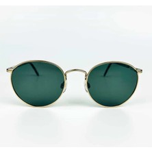 Old Space Vintage Vintage Güneş Gözlüğü – 1990 Retro Yuvarlak Gold Metal Çerçeve & Füme Yeşil Camlı Gözlük OSV668