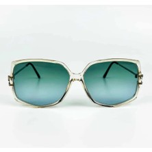 Old Space Vintage Vintage Güneş Gözlüğü – 1970 Retro Şeffaf Kemik & Turkuaz Camlı Gözlük OSV620