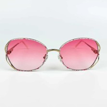 Old Space Vintage Vintage Güneş Gözlüğü – 1970S Retro Pembe Desenli Metal Çerçeve & Pembe Degrade Camlı Gözlük OSV665