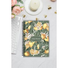 Burak Baskı Tasarım Limon Çiçeği, A5-Günlük Planlayıcı , Daily Planner, To Do List-Konsept Not Defteri, Notepad