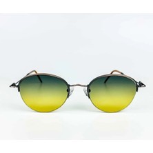 Old Space Vintage Vintage Güneş Gözlüğü – 1990 Retro Gri Titanyum Çerçeve & Yeşil Degrade Camlı Gözlük OSV674