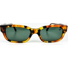 Old Space Vintage Vintage Güneş Gözlüğü – 90'lar Retro – Kahverengi Desenli Kemik Çerçeve, Füme Yeşil Cam