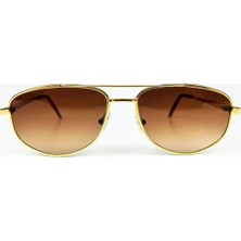 Old Space Vintage Vintage Güneş Gözlüğü – 90'lar Retro – Gold Metal Çerçeve, Kahverengi Degrade Cam
