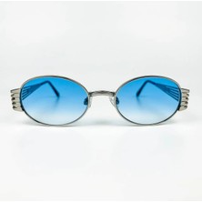 Old Space Vintage Vintage Güneş Gözlüğü – 90’lar Retro – Gümüş Metal Çerçeve, Mavi Degrade Cam