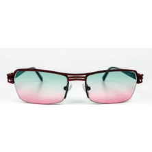 Old Space Vintage Vintage Güneş Gözlüğü – 2000’LER Retro – Kırmızı Metal Çerçeve, Yeşil-Pembe Degrade Cam