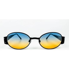 Old Space Vintage Vintage Güneş Gözlüğü – 90’lar Retro – Siyah Metal Çerçeve, Mavi-Turuncu Degrade Cam