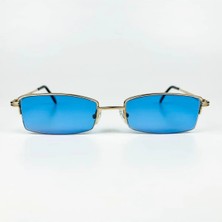 Old Space Vintage Vintage Güneş Gözlüğü – 90’lar Retro – Gold Metal Çerçeve, Mavi Cam