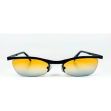 Old Space Vintage Vintage Güneş Gözlüğü – 90'lar Retro – Siyah Metal Çerçeve, Turuncu-Mavi Degrade Cam