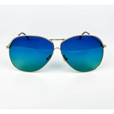 Old Space Vintage Vintage Güneş Gözlüğü – 80’ler Retro – Gold Metal Çerçeve, Turkuaz Polarize Cam