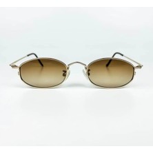 Old Space Vintage Vintage Güneş Gözlüğü – 90’lar Retro – Gold Metal Çerçeve, Kahverengi Degrade Cam