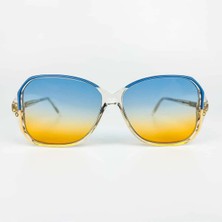 Old Space Vintage Vintage Güneş Gözlüğü – 70’ler Retro Şeffaf Desenli Çerçeve & Mavi-Turuncu Degrade Cam OSV729