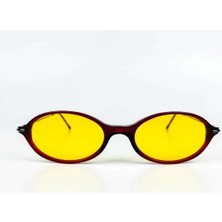 Old Space Vintage Vintage Güneş Gözlüğü – 1990 Retro Kırmızı Kemik Çerçeve & Sarı Polarize Camlı Gözlük OSV622