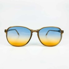 Old Space Vintage Vintage Güneş Gözlüğü – 1980’LER Retro Kahverengi Kemik Çerçeve & Mavi-Turuncu Degrade Cam OSV735