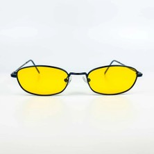 Old Space Vintage Vintage Güneş Gözlüğü – 1990 Retro Lacivert Metal Çerçeve & Sarı Camlı Gözlük OSV693